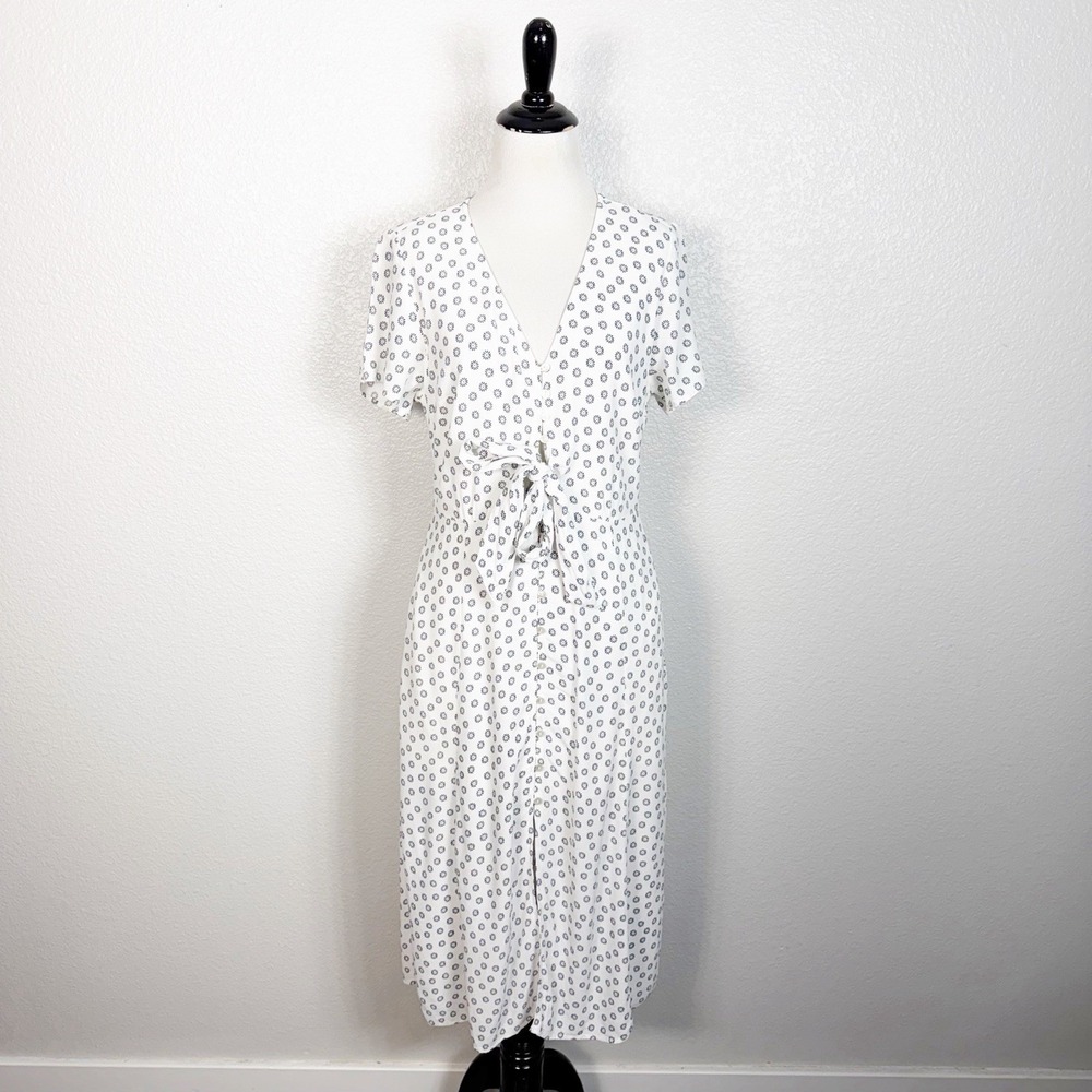 Abercrombie & Fitch Size S White Floral Tie Front Midi Dress Boho Cottagecore